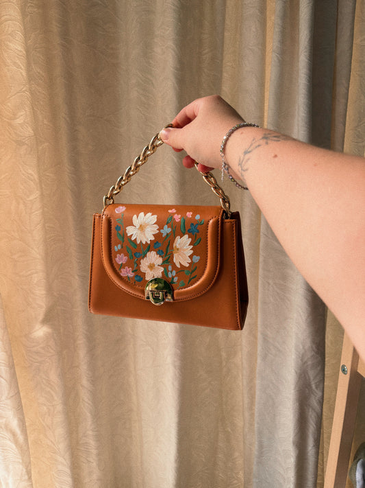 Burnt Orange Handbag, Hand-Painted