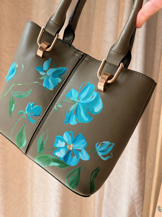 Green & Gold Handbag, Hand-Painted