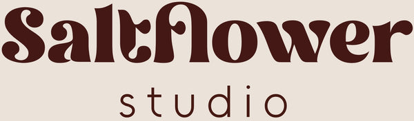 Saltflower studio logo on a beige background